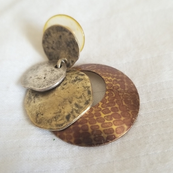 Gold Silver Copper Hammered Hoop Earrings - Picture 5 of 5